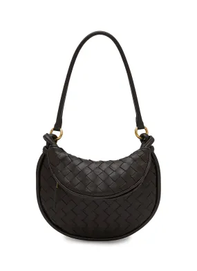 -----------BOTTEGA VENETA ---- ------------BLACK ----Small Gemelli Intrecciato Leather Shoulder Bag --