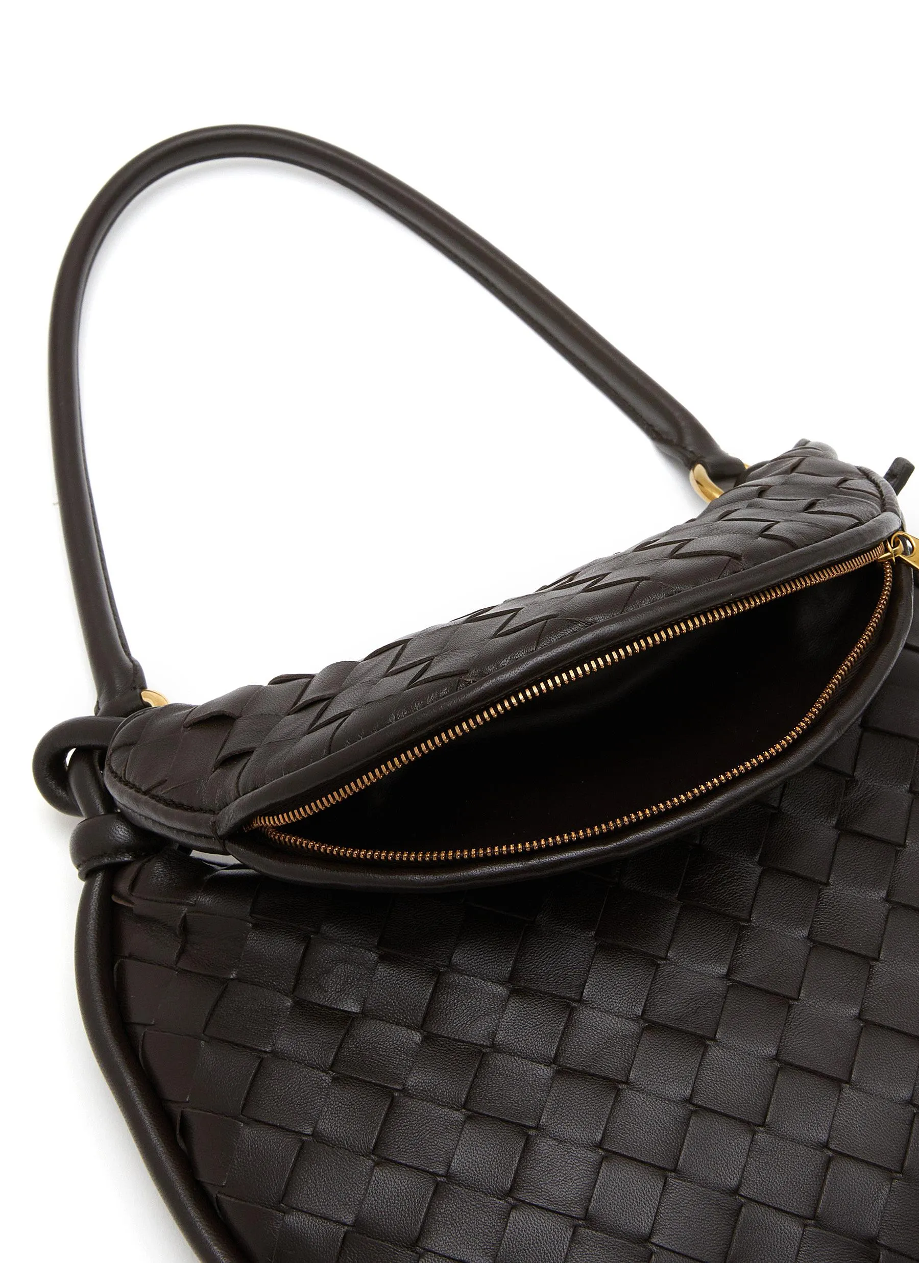 -----------BOTTEGA VENETA ---- ------------BLACK ----Small Gemelli Intrecciato Leather Shoulder Bag --