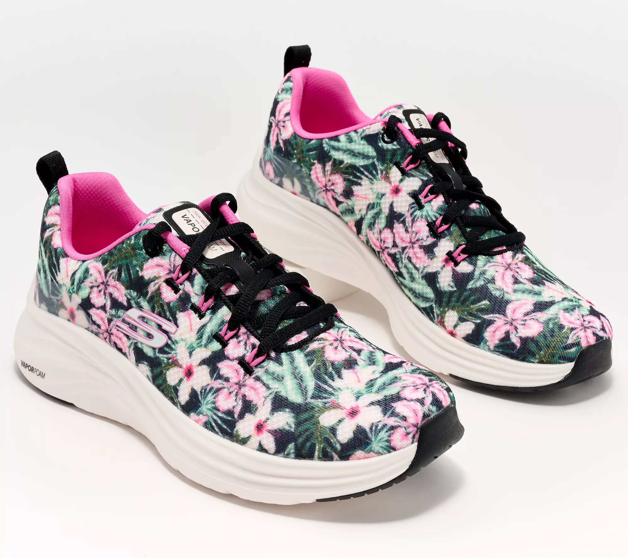 "As Is" Skechers Vapor Foam Floral Vegan Washable Sneakers Spring