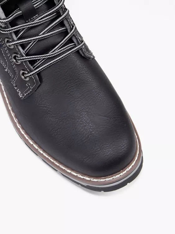 AM SHOE  Black Casual Lace Up Boot