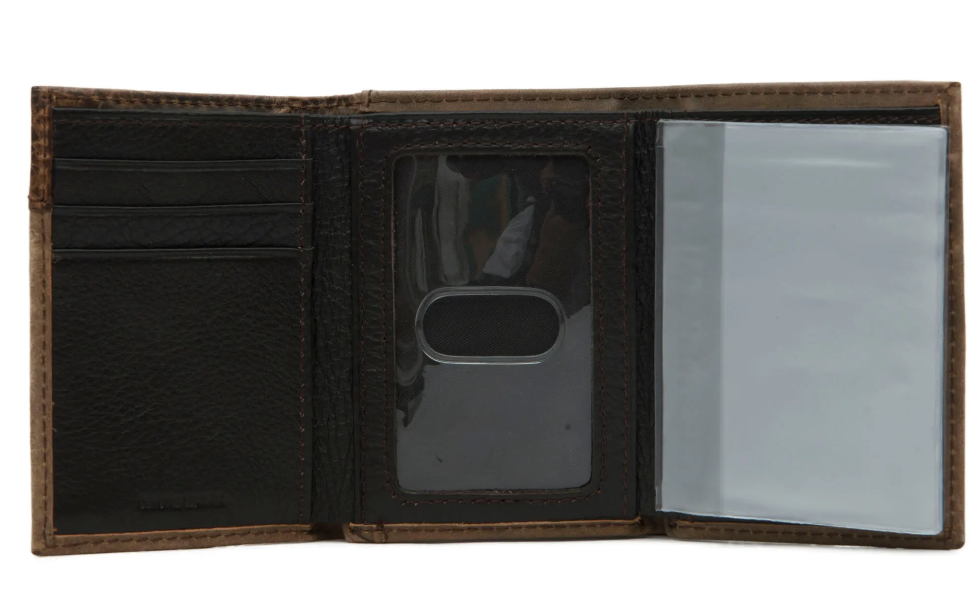 Ariat Distressed Brown with Boot Stitching Leather Tri-Fold Wallet