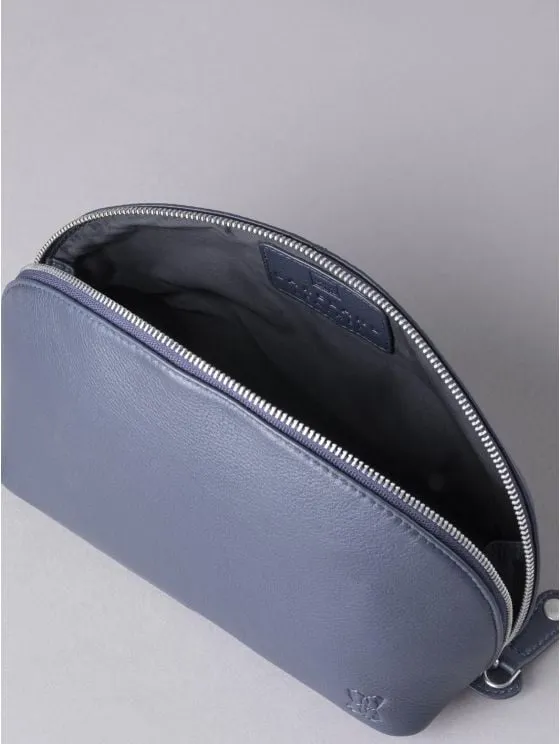 Arnside Large Leather Make Up Bag in Navy