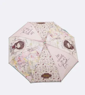 Automatic compact umbrella with book motifs