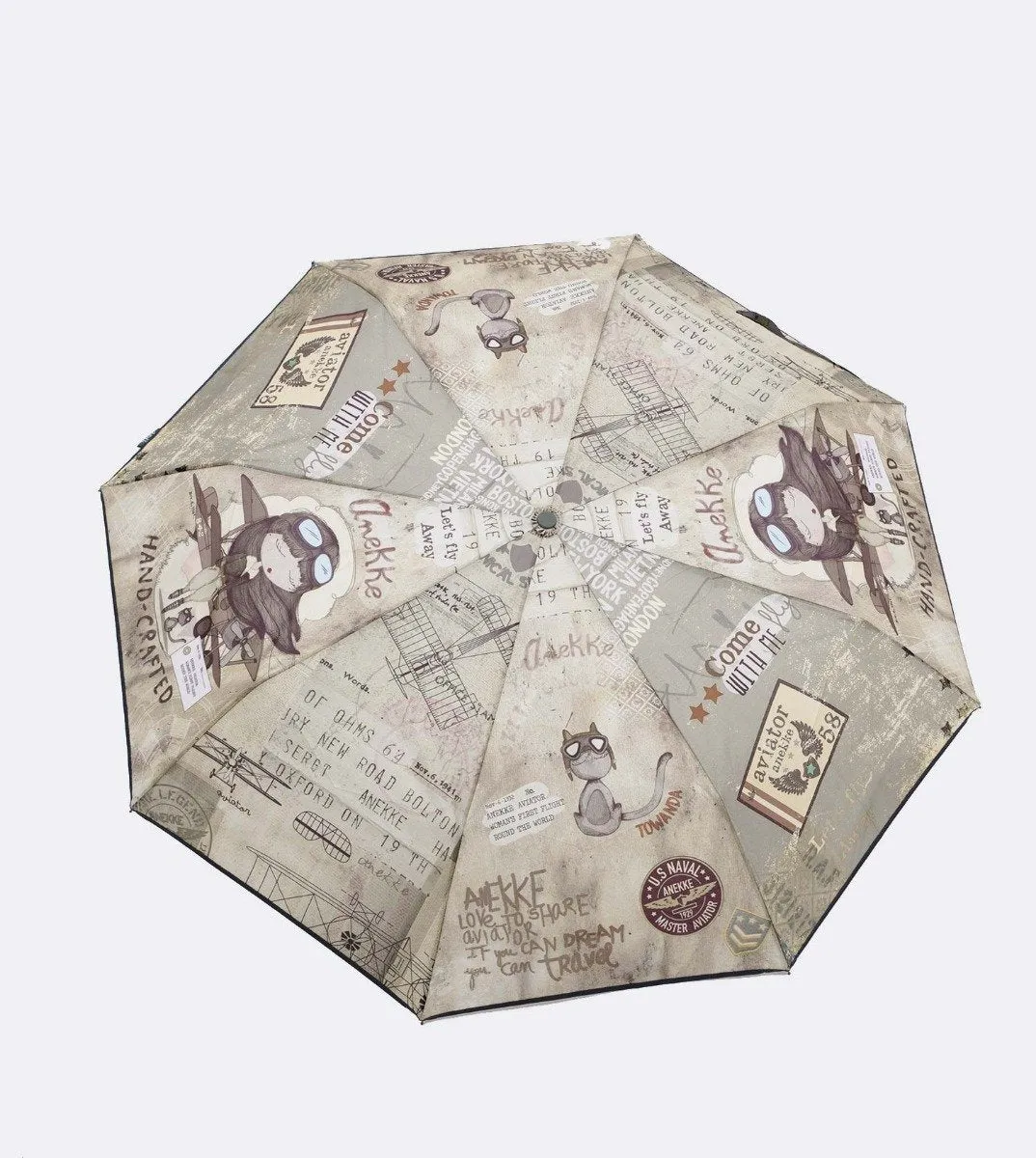 Aviator style automatic compact umbrella