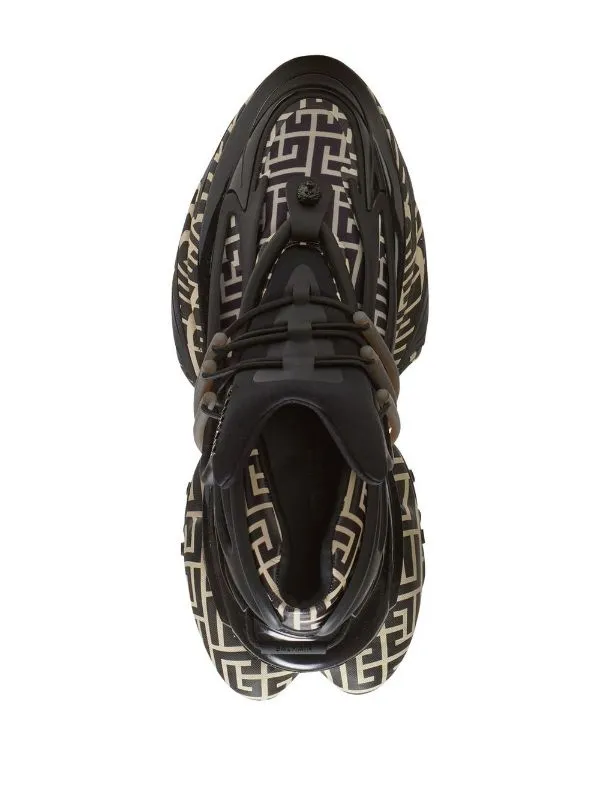 BALMAIN NEOPRENE AND LEATHER UNICORN LOW-TOP SNEAKERS