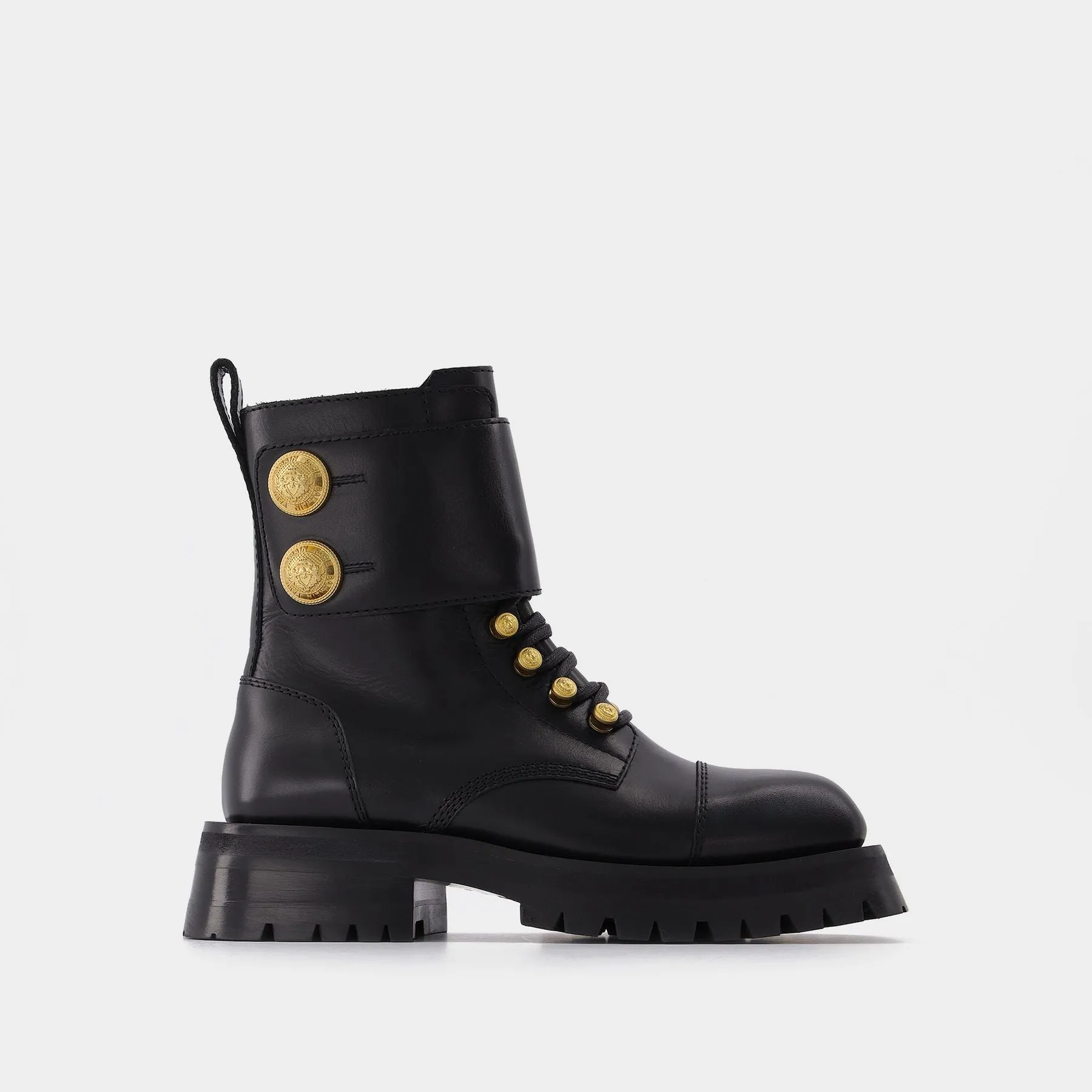 Balmain  Ranger Boot Army-Calfskin in Black Leather