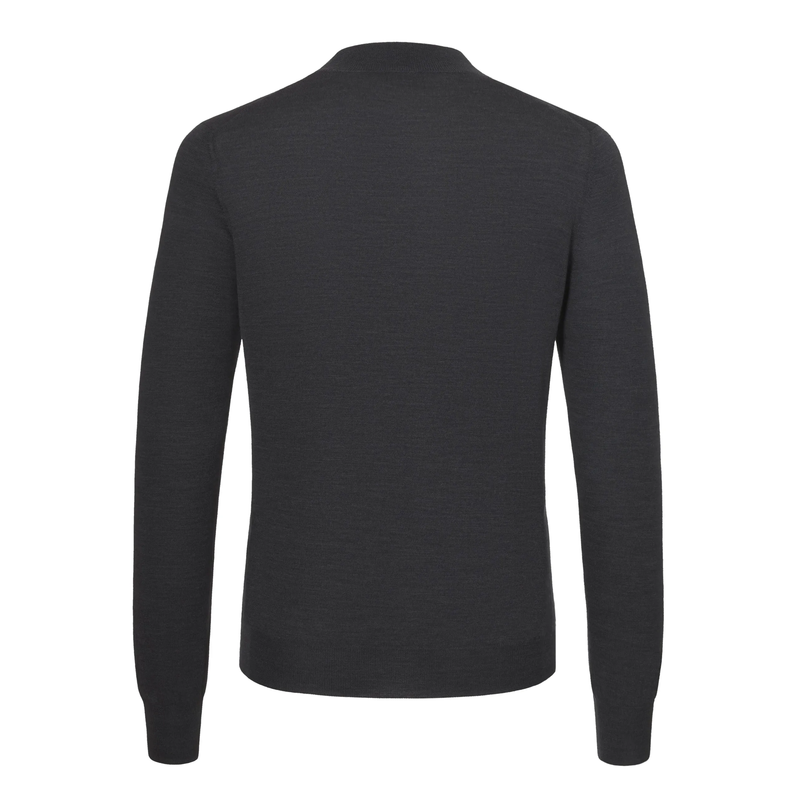  Barba Napoli Crew-Neck Wool Pullover in Dark Grey Melange