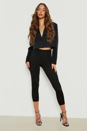 Basics Contrast Waistband High Waisted Cropped Leggings