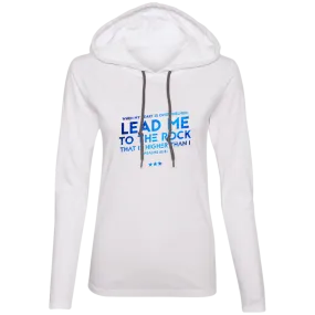 Bible Verse Ladies' Long Sleeve T-Shirt Hoodie - Lead Me To The Rock That Is Higher Than I ~Psalm 61:2~ Design 12