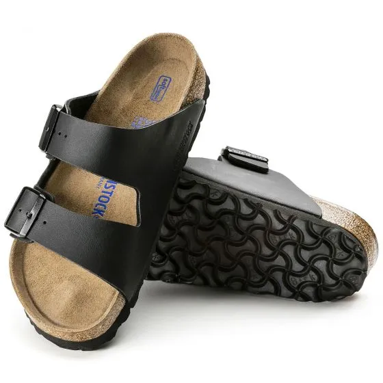 Birkenstock Unisex Arizona Soft Footbed Birko Flor Black Sandals