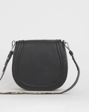 Black Modern Leather Saddle Bag | Simply Be