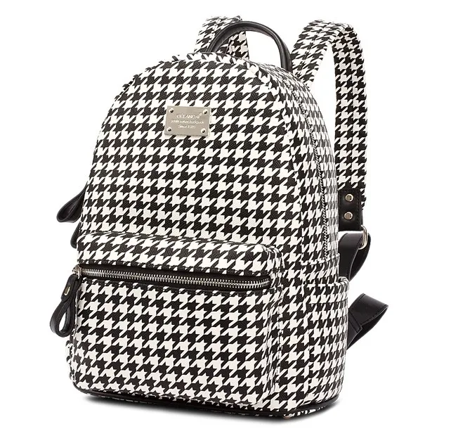 Black White Houndstooth Checkers Gothic Punk Rock Funky Backpack