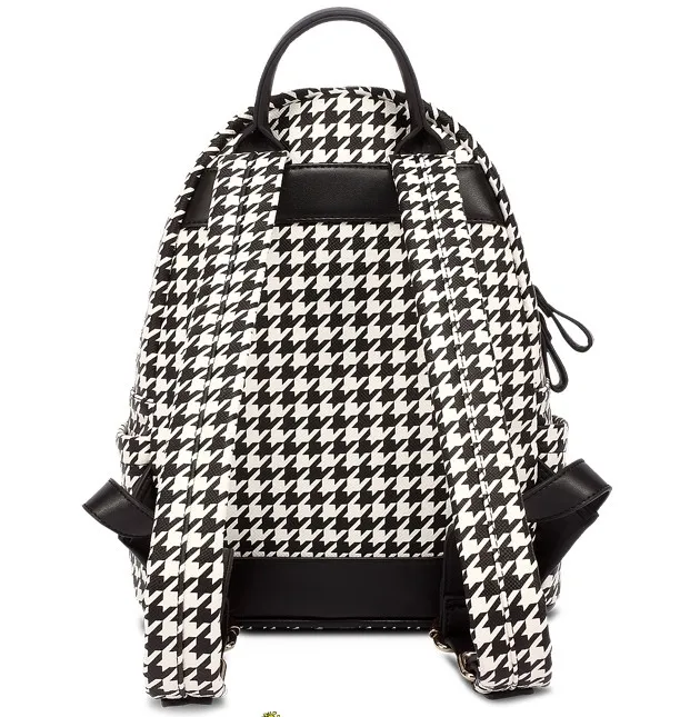 Black White Houndstooth Checkers Gothic Punk Rock Funky Backpack