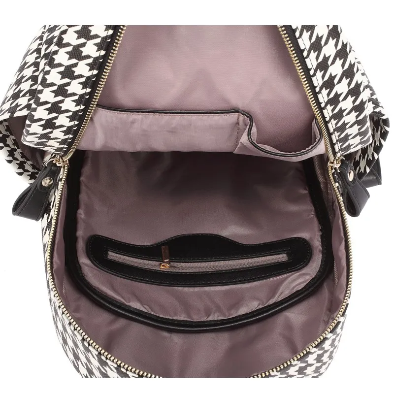 Black White Houndstooth Checkers Gothic Punk Rock Funky Backpack