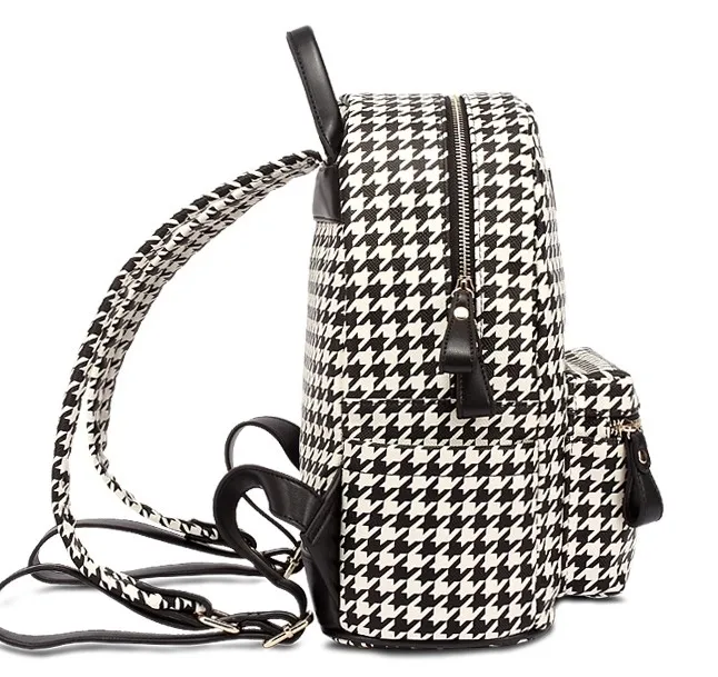 Black White Houndstooth Checkers Gothic Punk Rock Funky Backpack