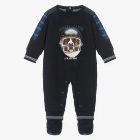 Blue Hockey Dog Romper Set