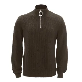 BOUCLE HENLEY JUMPER BROWN | Bodega