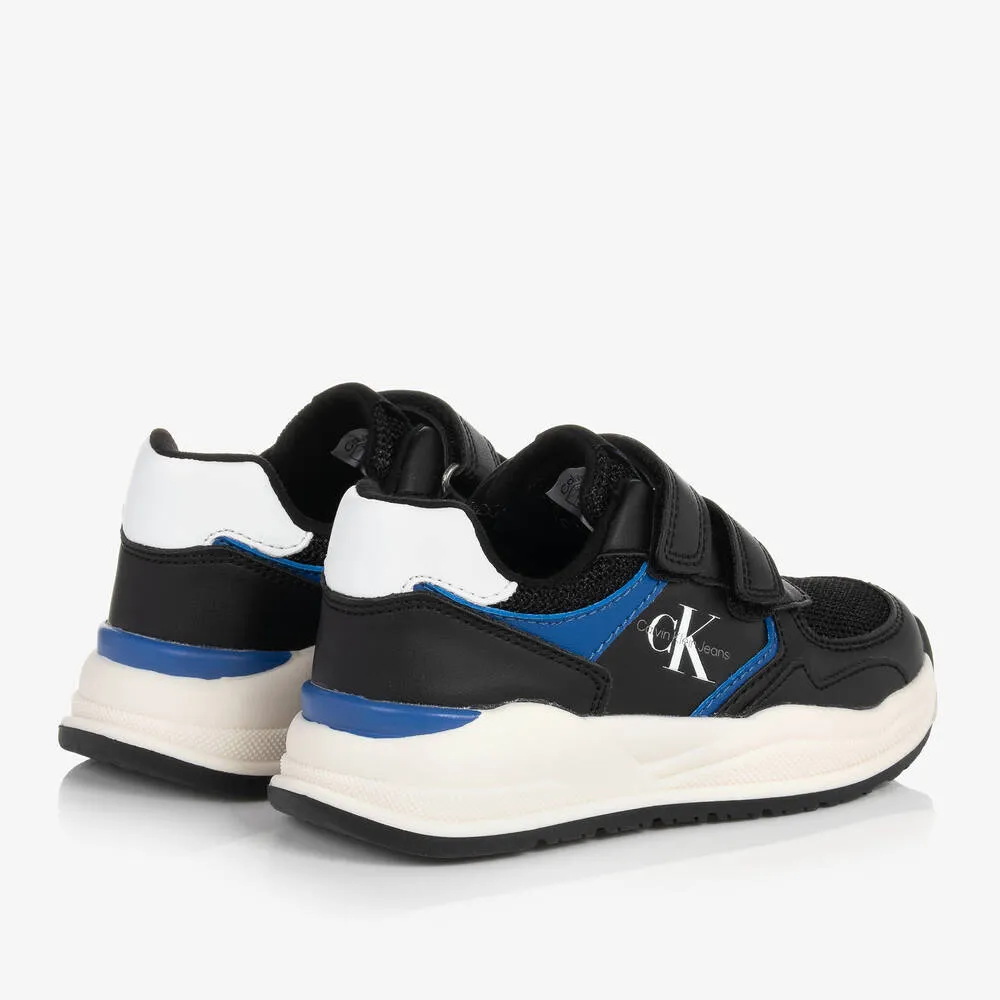 Boys Black Mesh Velcro Trainers