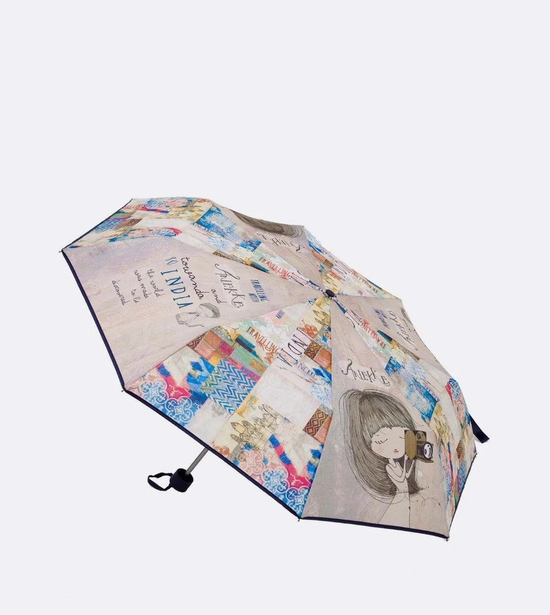 Brightly coloured manual umbrella