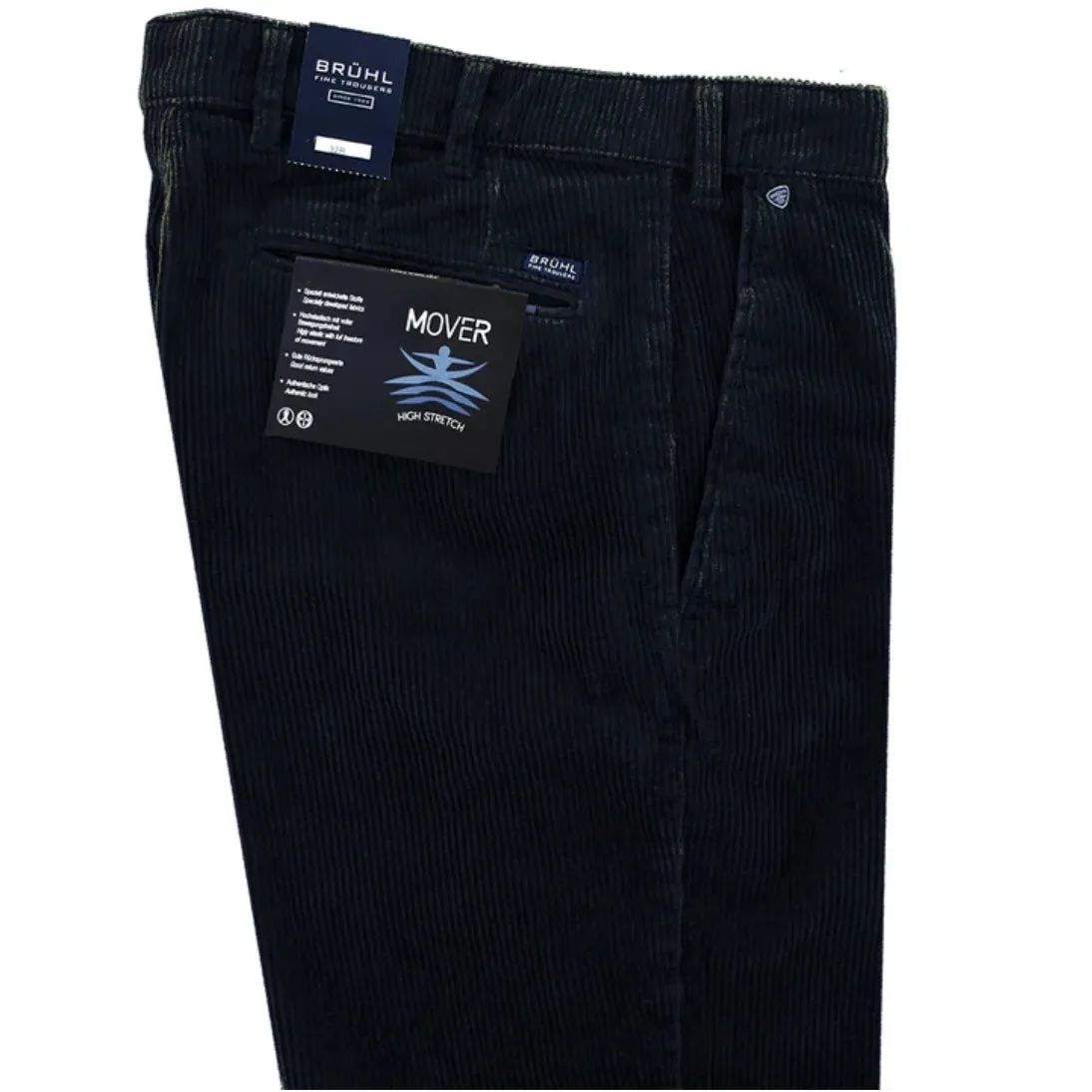 Bruhl Parma B Stretch Cord Egyptian Cotton Trousers Navy 130400