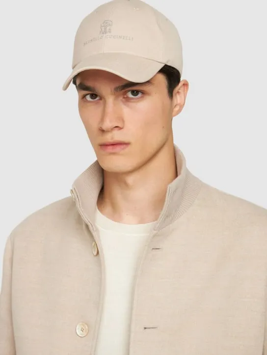 Brunello Cucinelli   Cotton gabardine logo baseball hat 