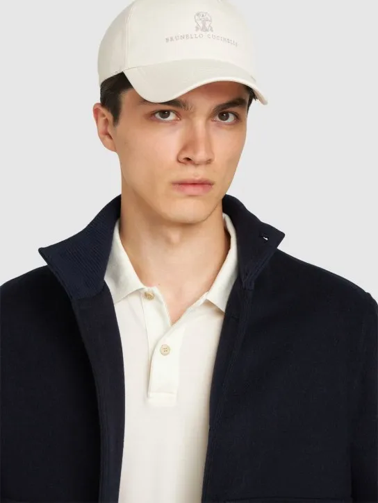 Brunello Cucinelli   Cotton gabardine logo baseball hat 