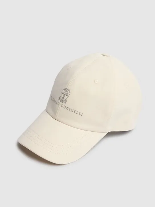 Brunello Cucinelli   Cotton gabardine logo baseball hat 