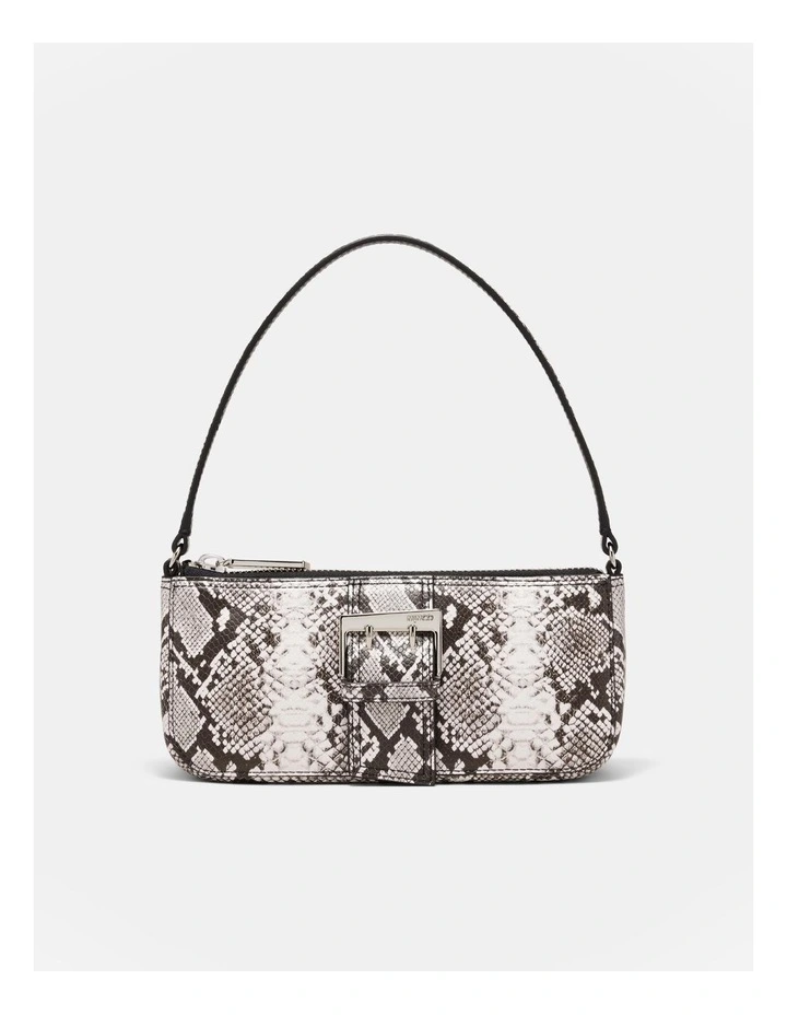 Buckle Up Mini Shoulder Bag in Ivory Snake