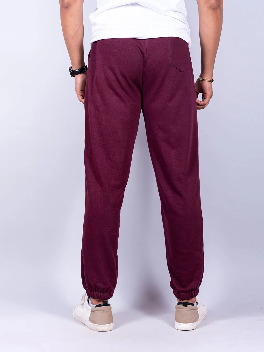 Burgundy Tistabene Printed Cotton Joggers