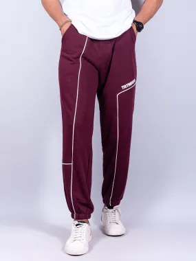 Burgundy Tistabene Printed Cotton Joggers