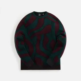 by Parra Distorted Waves Knitted Pullover - Pine Green