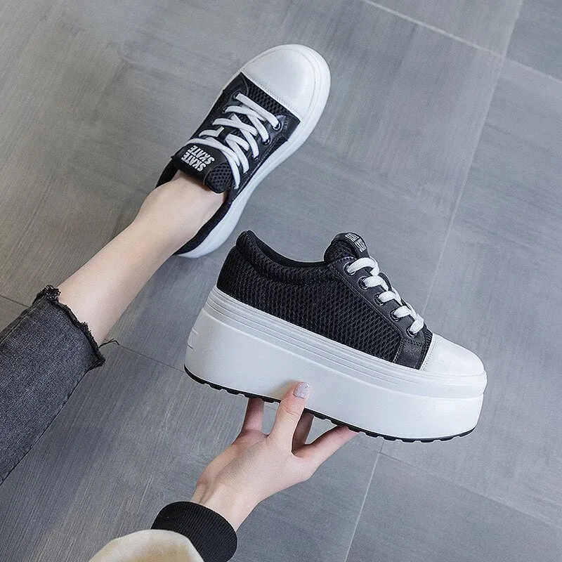 Casual Women's 8cm Hollow Air Mesh Breathable Platform Sneakers Shoes