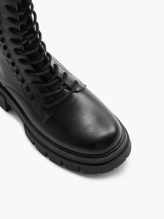 Catwalk  Black Biker Boot with Gem Details