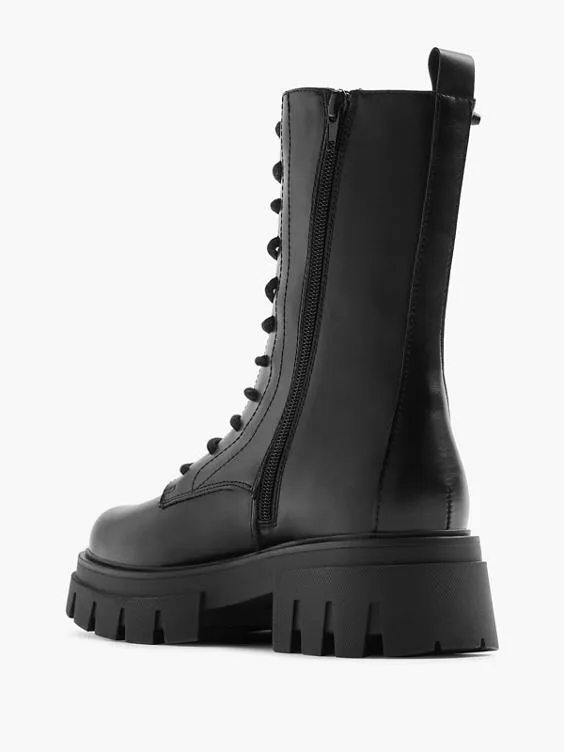 Catwalk  Black Biker Boot with Gem Details