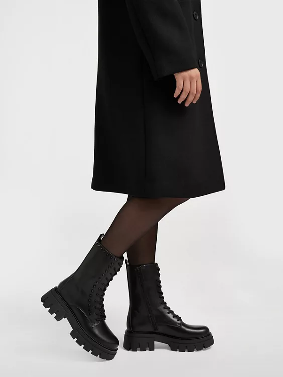 Catwalk  Black Biker Boot with Gem Details