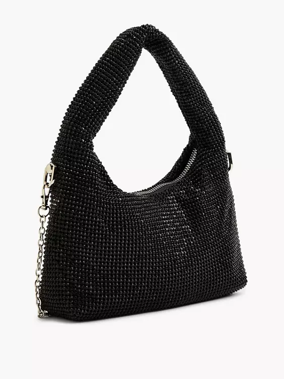 Catwalk  Black Diamante Handbag with Adjustable Shoulder Strap