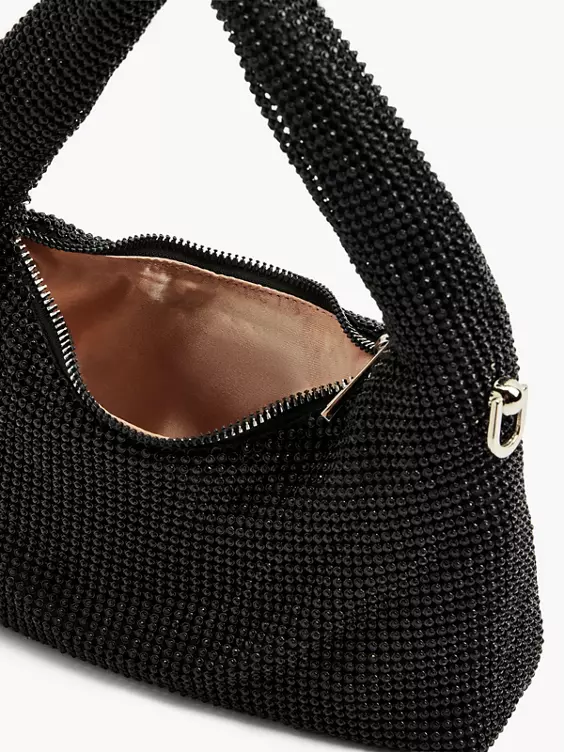 Catwalk  Black Diamante Handbag with Adjustable Shoulder Strap