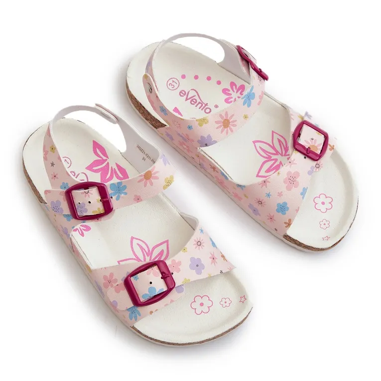 Children's Sandals With Flowers And Buckles Pink Memoria