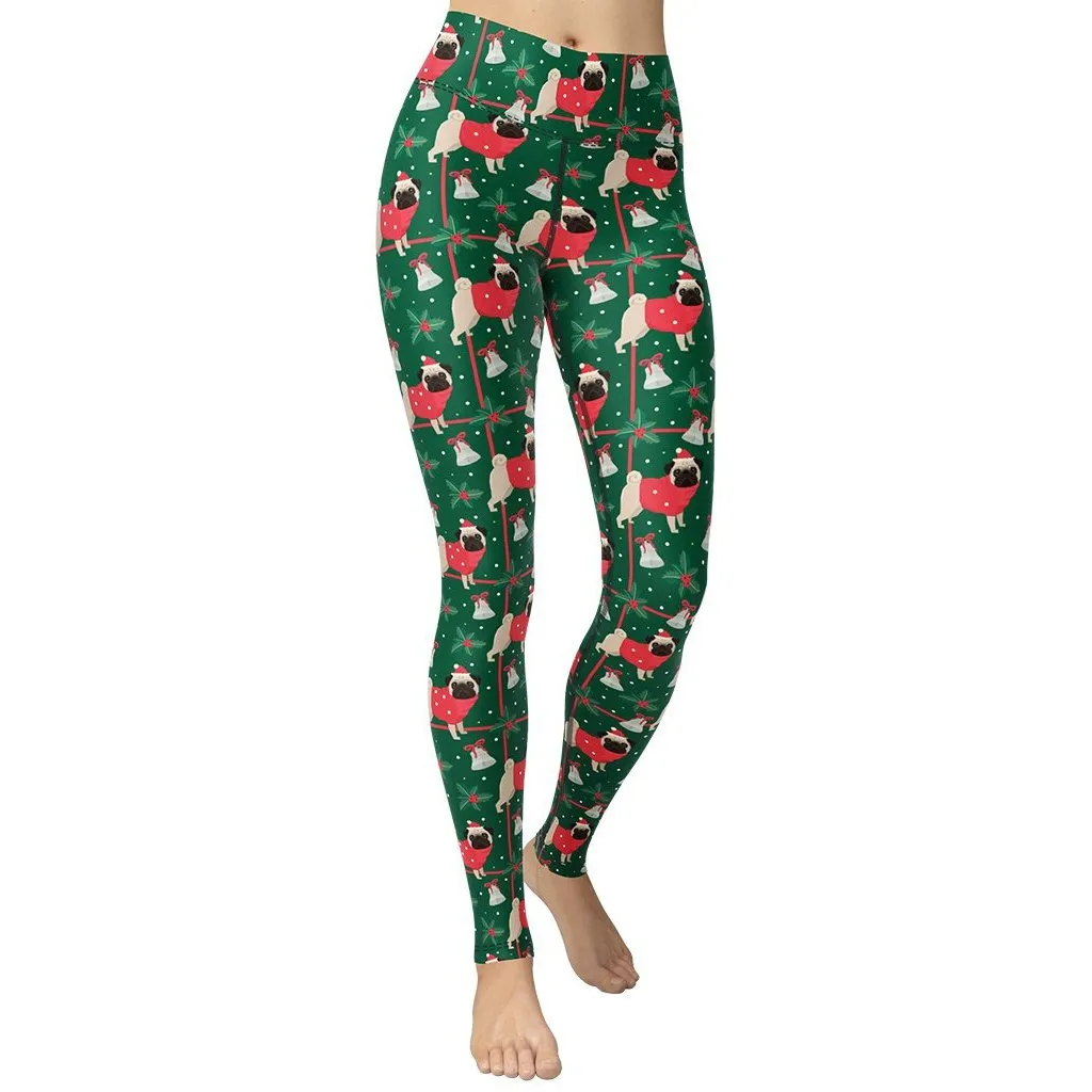 Christmassy Pugs Yoga Leggings