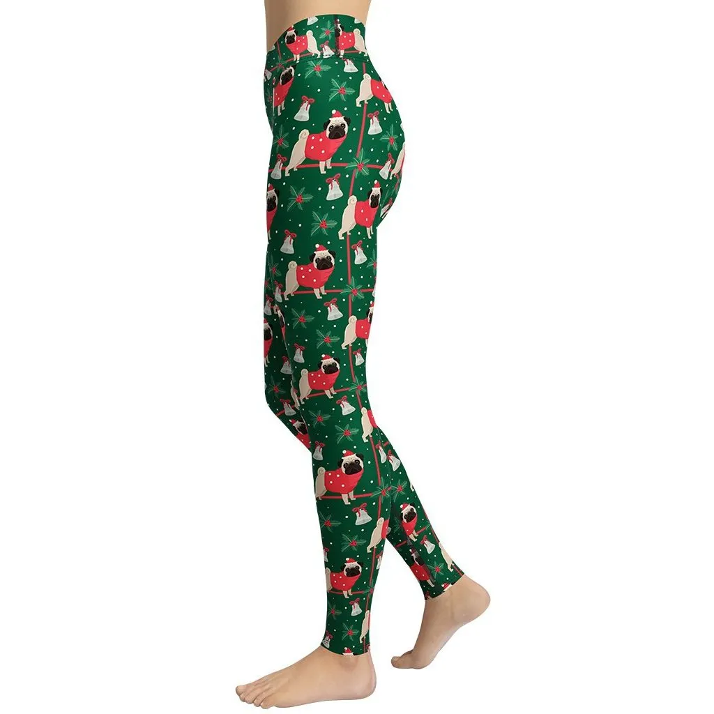 Christmassy Pugs Yoga Leggings