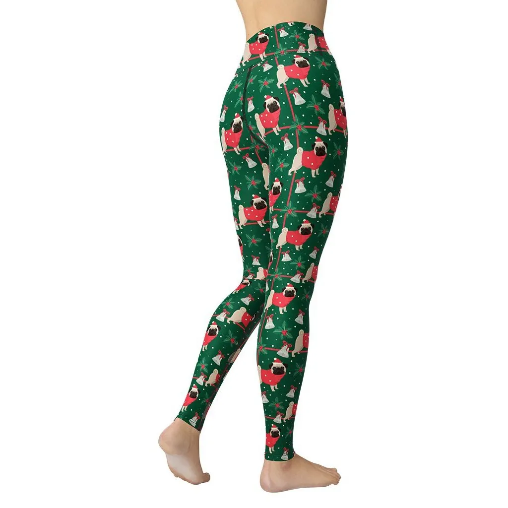 Christmassy Pugs Yoga Leggings