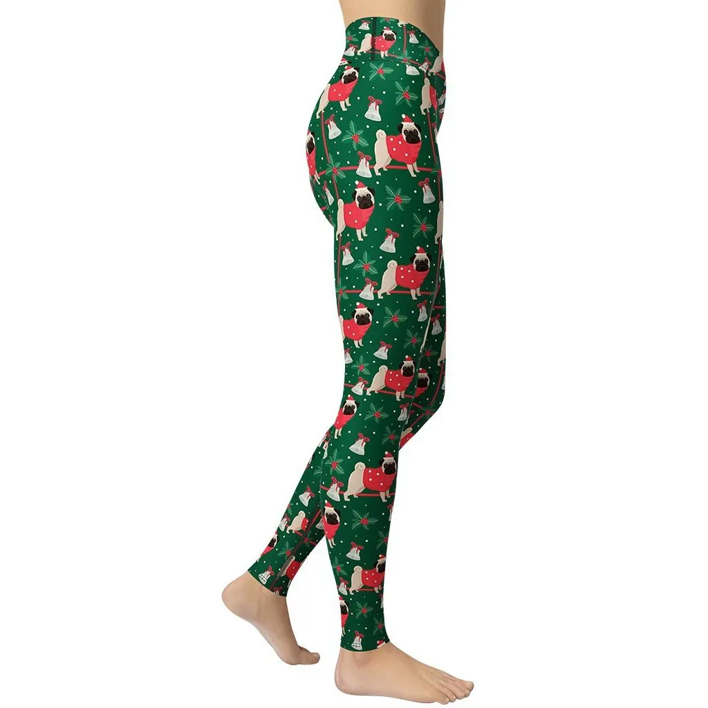 Christmassy Pugs Yoga Leggings