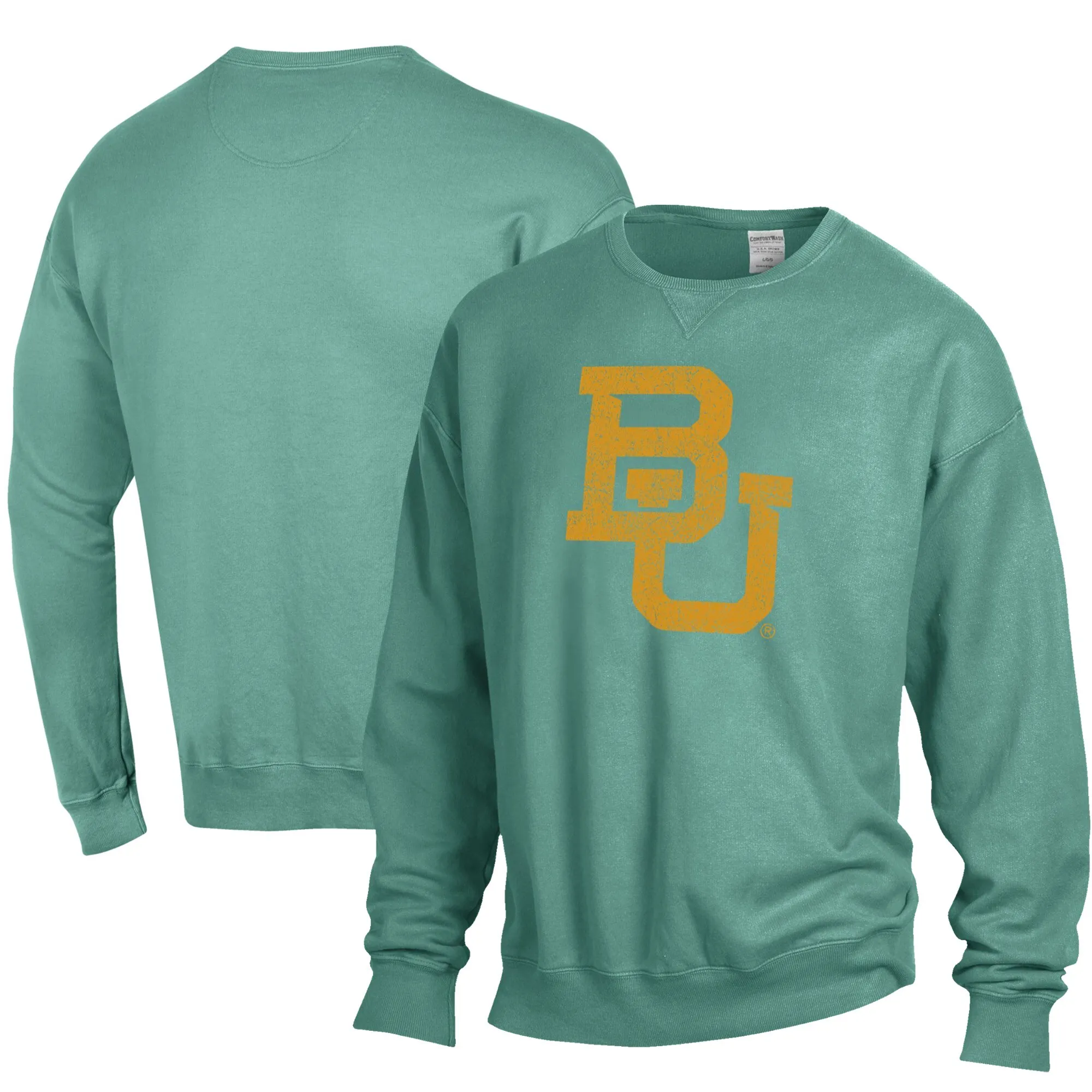 ComfortWash Baylor Bears Green Stack Garment Dyed Crewneck Pullover Sweatshirt