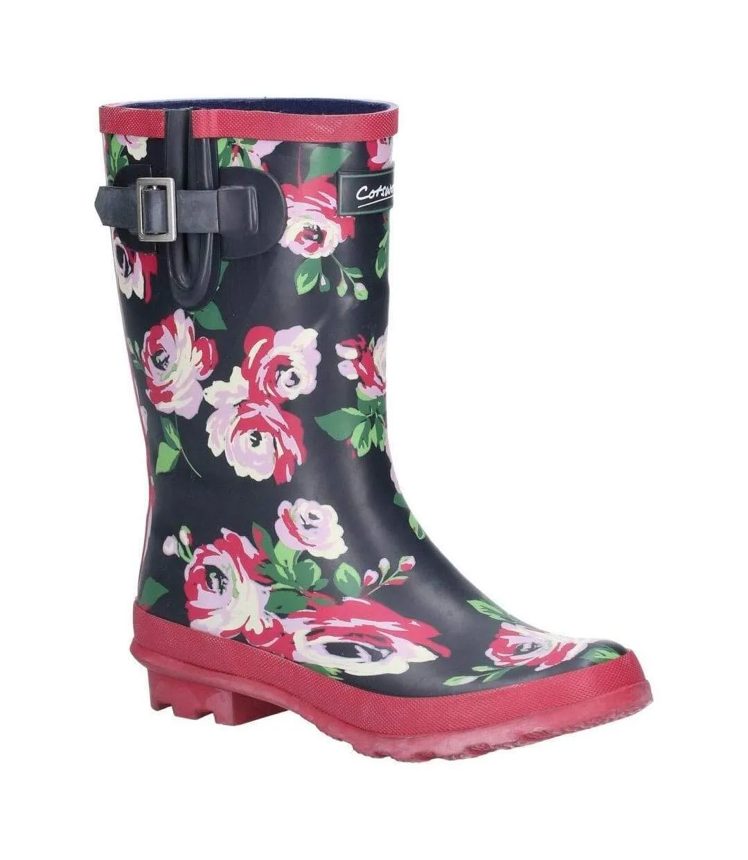 Cotswold Womens/Ladies Paxford Elasticated Mid Calf Wellington Boot (Black/Flower) - UTFS6025