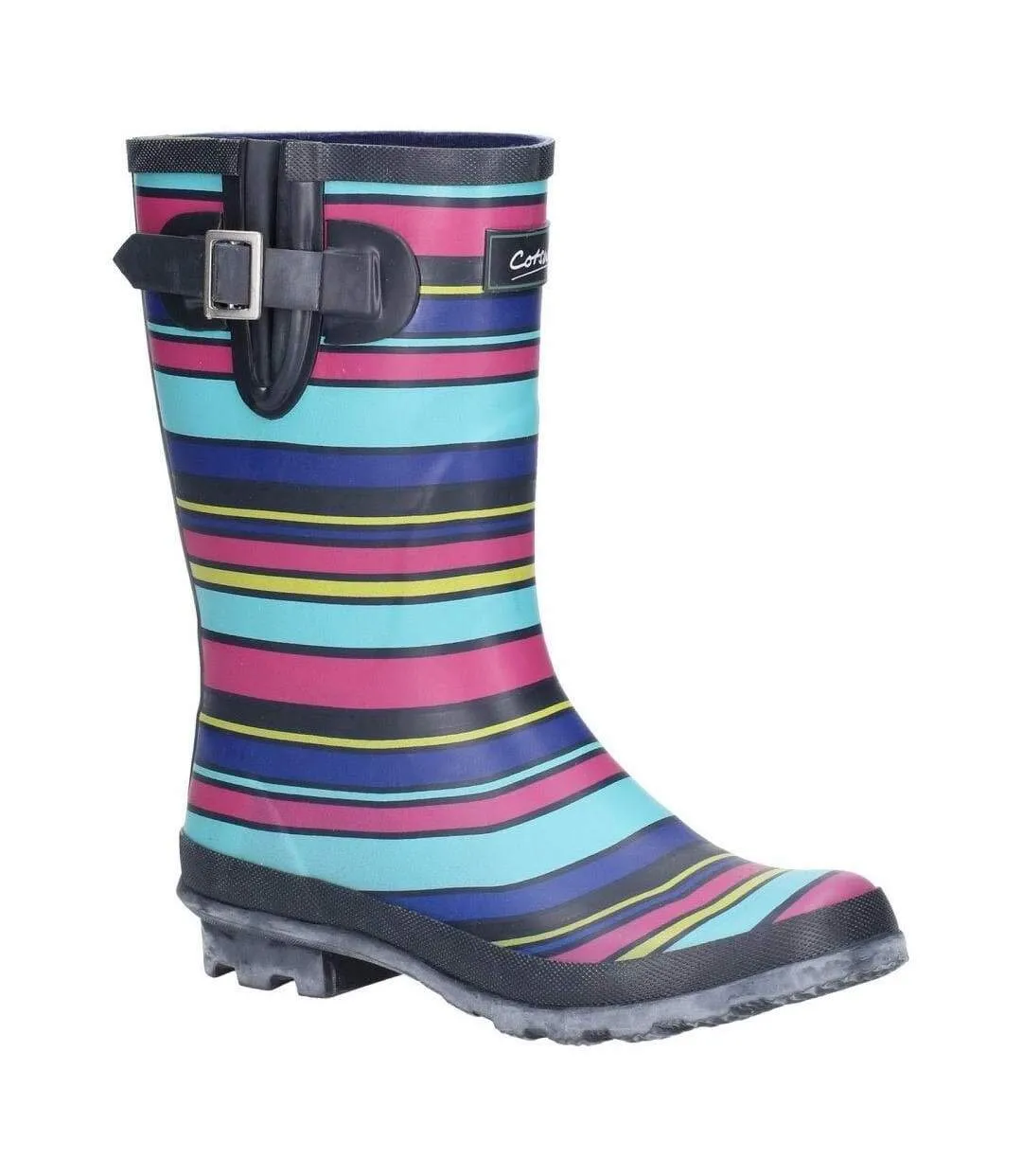 Cotswold Womens/Ladies Paxford Elasticated Mid Calf Wellington Boot (Black/Flower) - UTFS6025