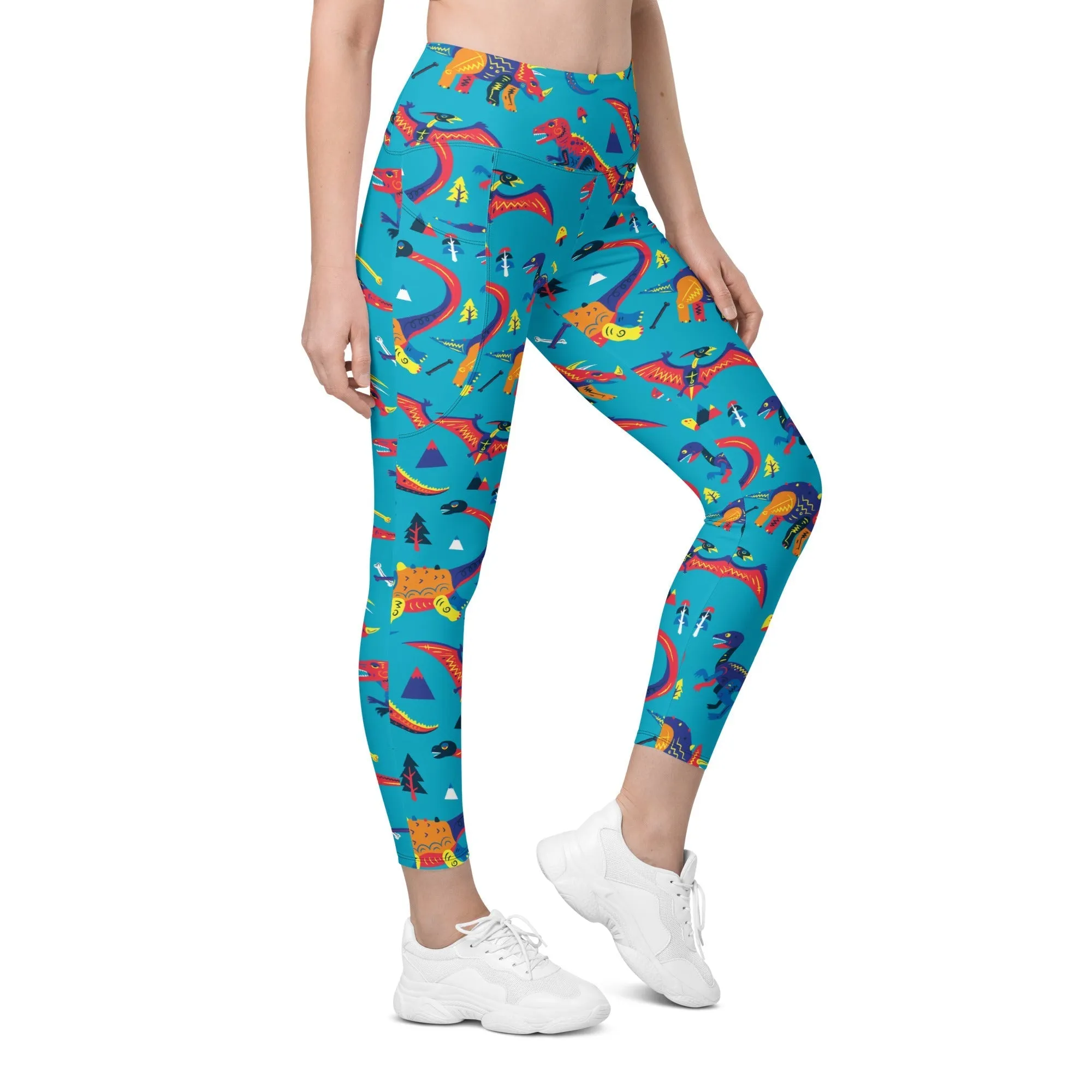 Cute Dinosaur Leggings With Pockets