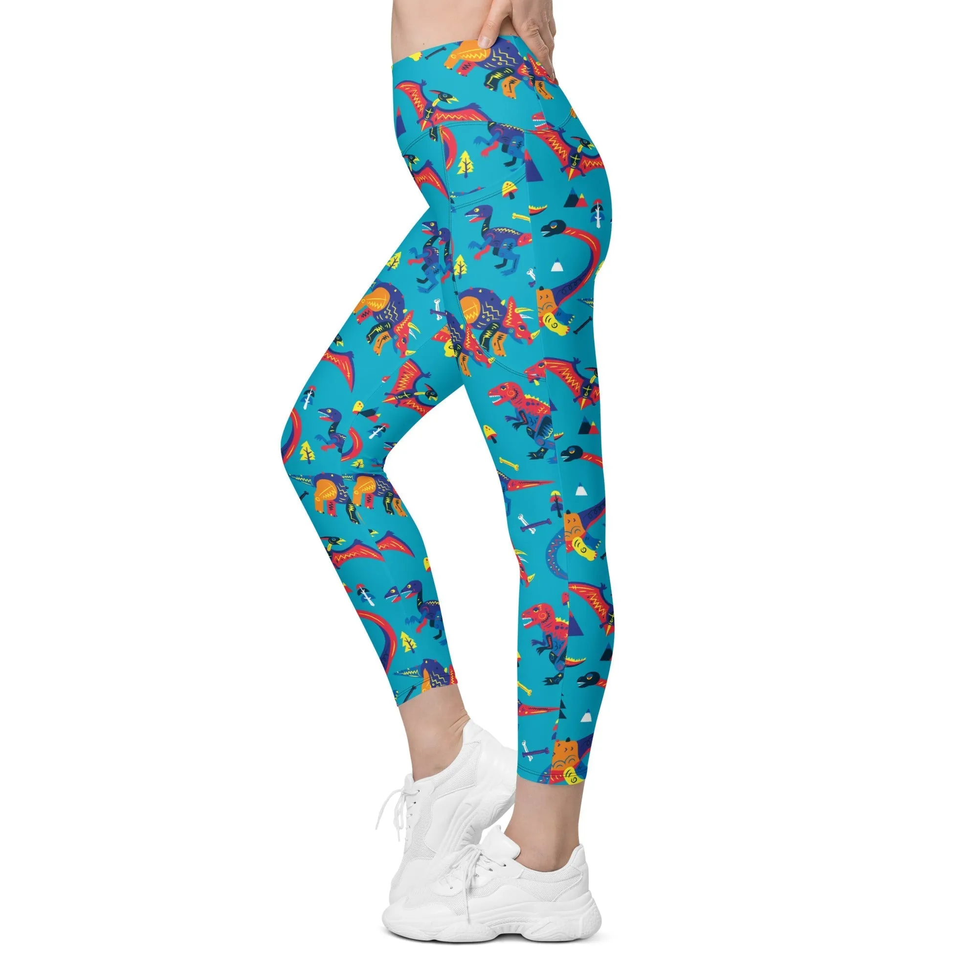 Cute Dinosaur Leggings With Pockets