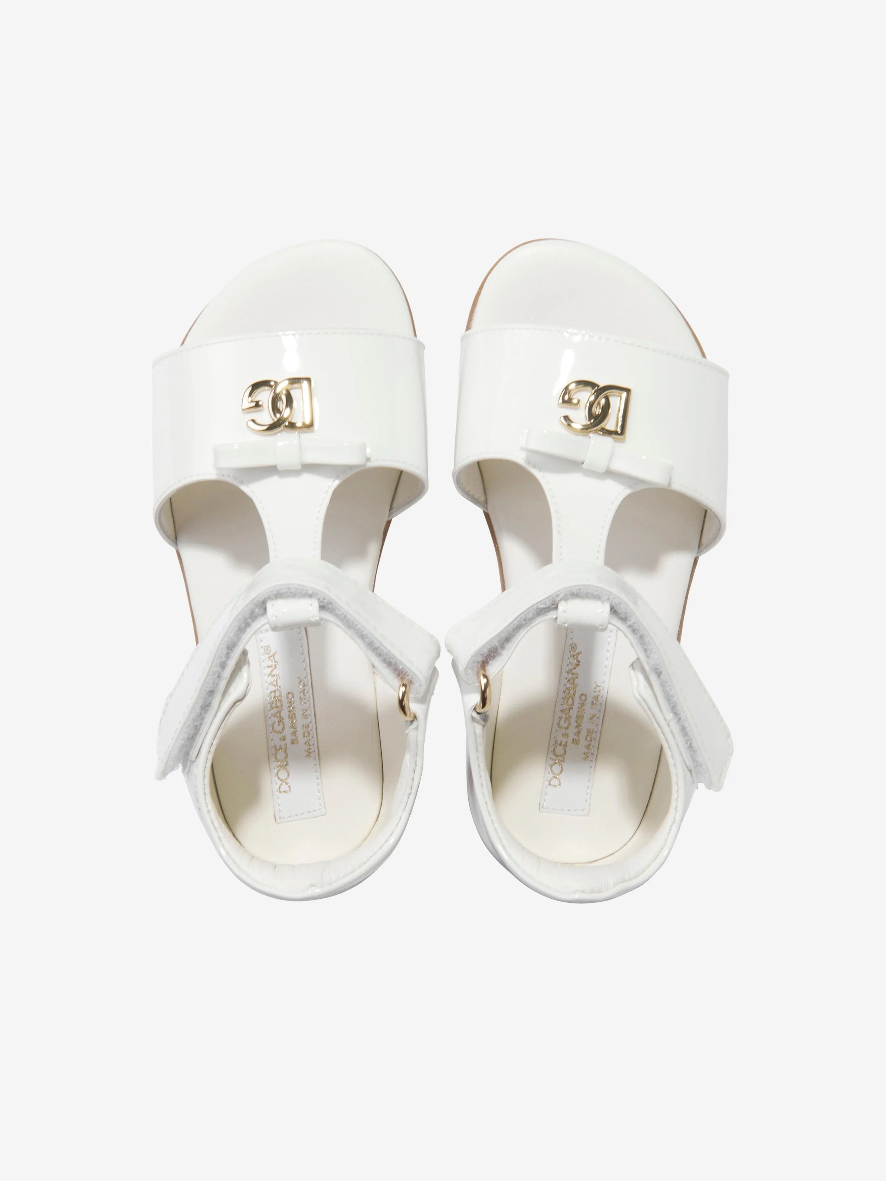 Dolce & Gabbana Girls Leather Logo Sandals in White