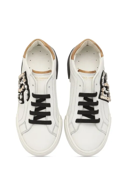 Dolce&Gabbana   Embellished logo leather sneakers 