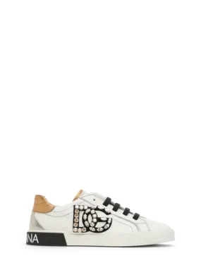 Dolce&Gabbana   Embellished logo leather sneakers 